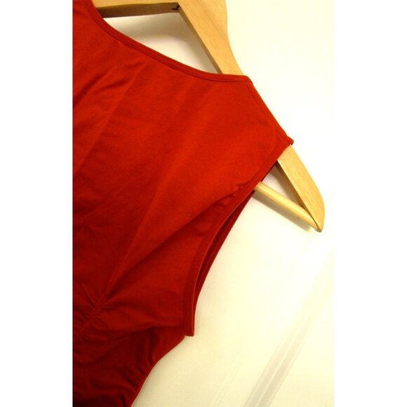 BCBG MAXAZRIA Orange Ruched Stretch Wide Strap Blouse/Tank Top - Size Med/Large - Picture 11 of 15